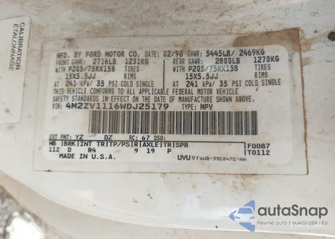 1998 Mercury Villager Gs/Ls/Nautica from USA, damaged, VIN 4M2ZV1116WDJ25179